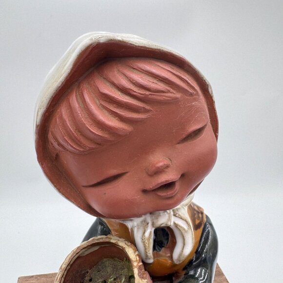 Vintage Japanese UCTCI Clay Pottery Girl Vase Figurine Redware Stoneware Art - Picture 2 of 13